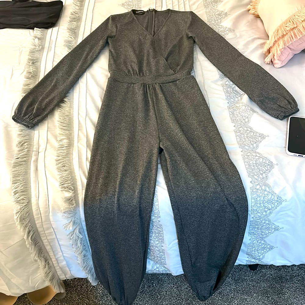 bebe grey jumpsuit